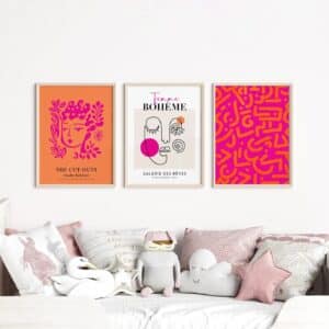 Set Moderno Naranja y Fucsia