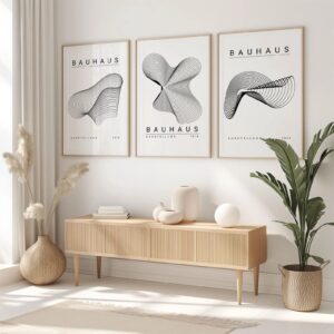 Set Bauhuas Abstracto Blanco y Negro