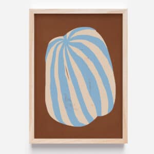 Cuadro abstracto de líneas marrón y celeste